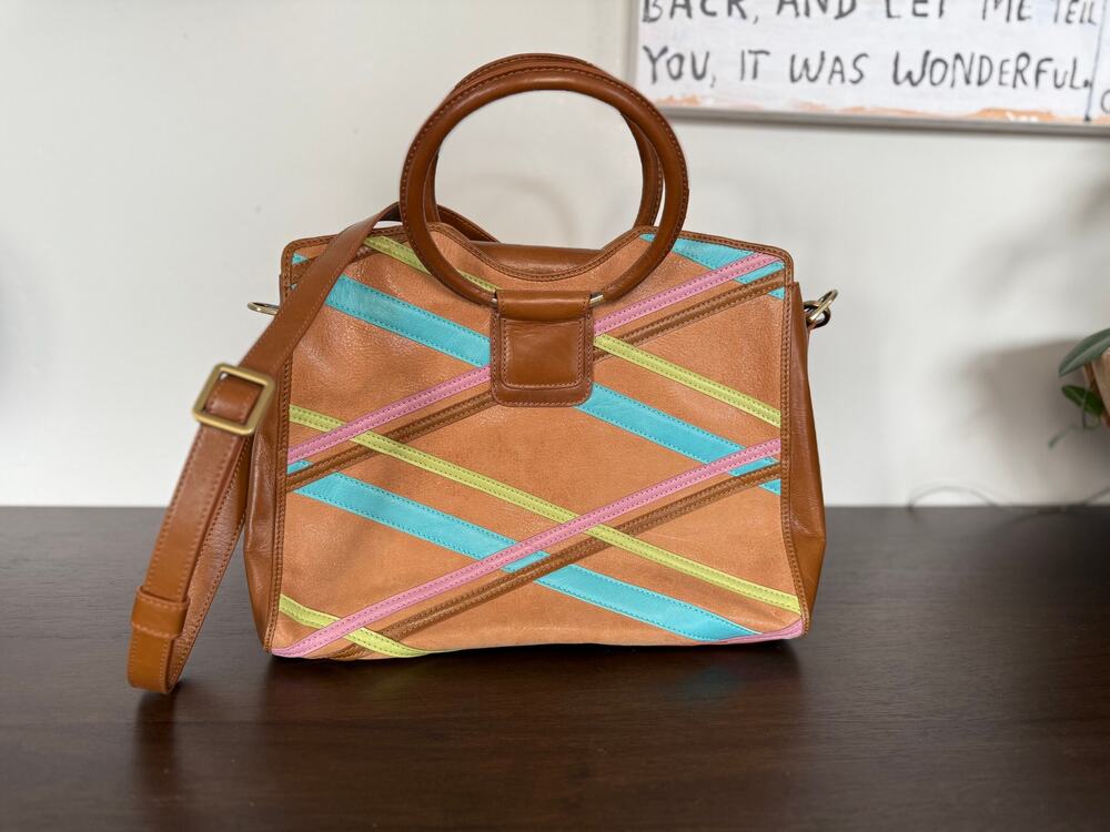 HOBO Heidi Leather Satchel in Multi Stripe Women Handbag